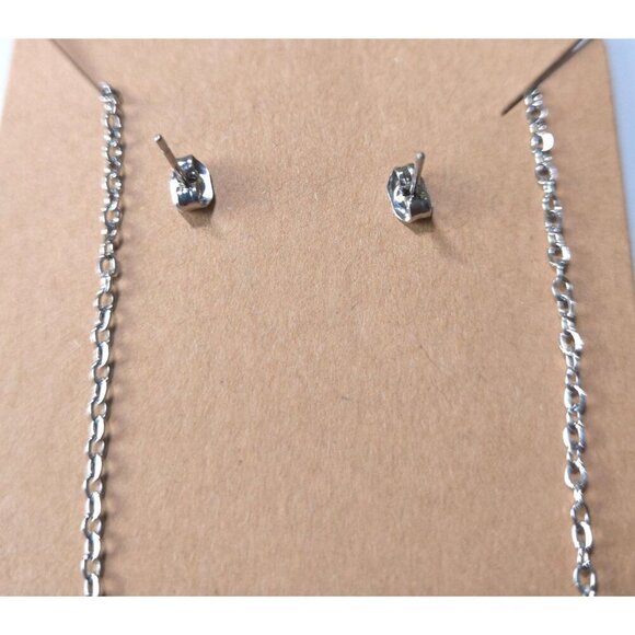 Stainless Steel Heart Necklace 18" & Earring Set Women's Jewelry Gift Box - Picture 3 of 3